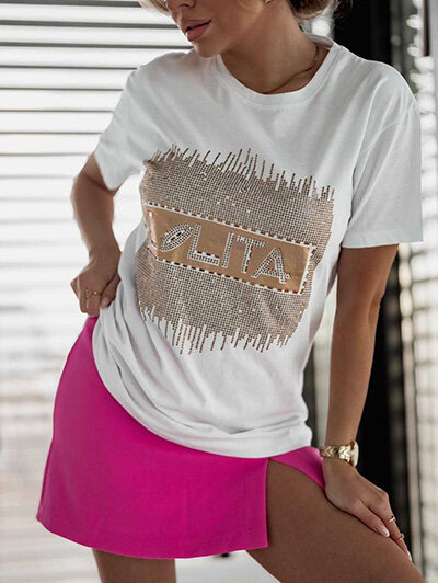 Royalfashion Damen-T-Shirt mit Zirkonen