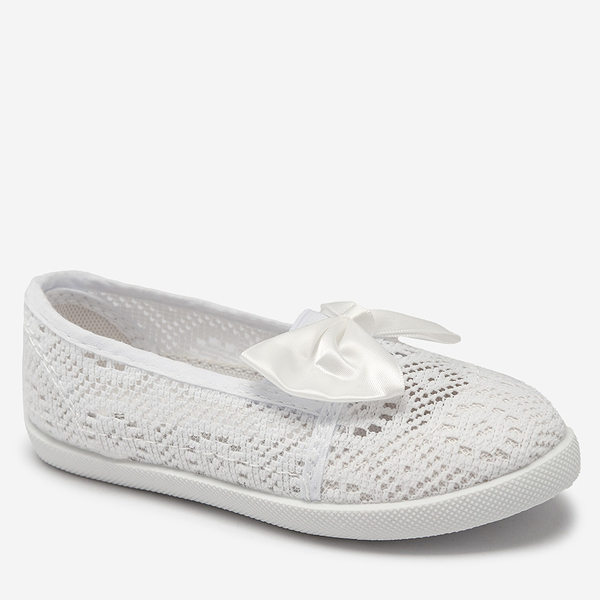 Weiße Slipper für Mädchen mit Schleife Sweet Time - Footwear
