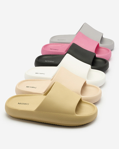 Royalfashion Damen-Gummi-Flip-Flops mit Prägung in khaki Okeris