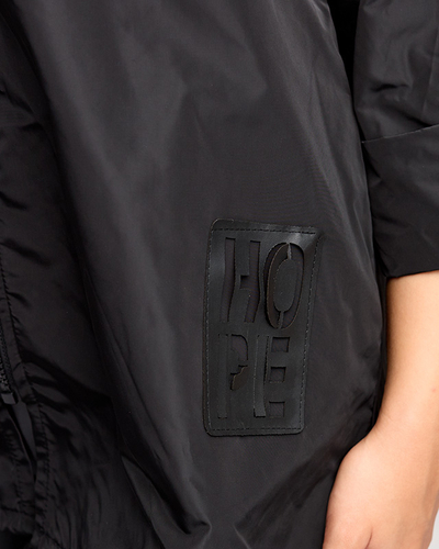 Schwarz Lange Windjacke für Damen mit Aufnäher - Kleidung