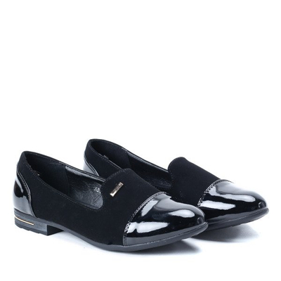 Czarne balerinki z lakierowanym noskiem - Obuwie