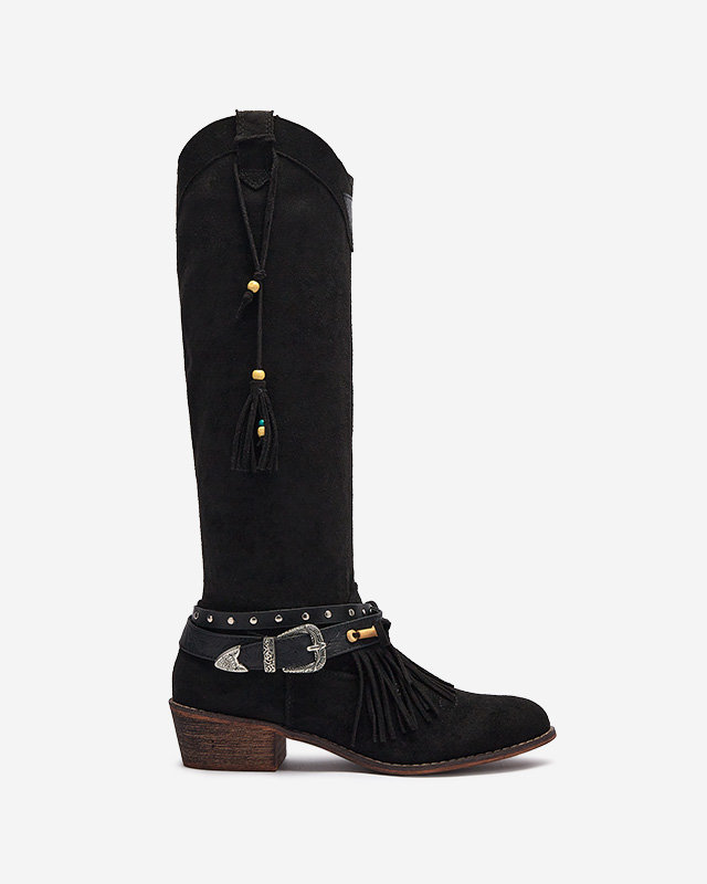Schwarze Damen-Cowboystiefel mit Clarosai-Verzierungen - Schuhe