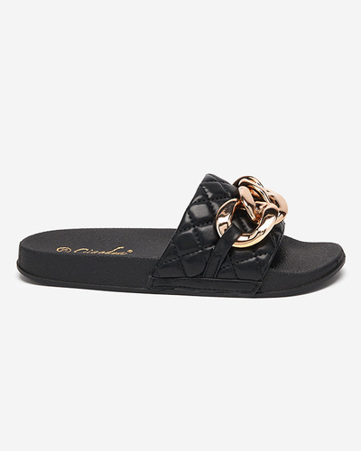 Schwarze Damenhausschuhe mit Lyrynn-Dekoration - Schuhe