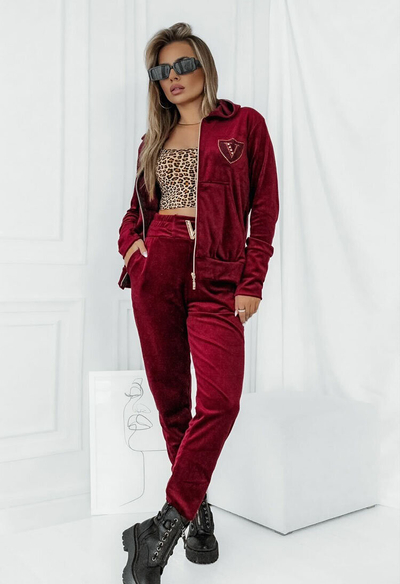 Жіночий велюровий спортивний комплект Royalfashion Maroon