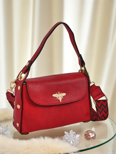 Damenhandtasche Ariadna Rosso aus Öko-Leder mit dekorativer Biene rot