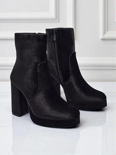 Damen Stiefeletten mit Blockabsatz Al'la Velours Miss