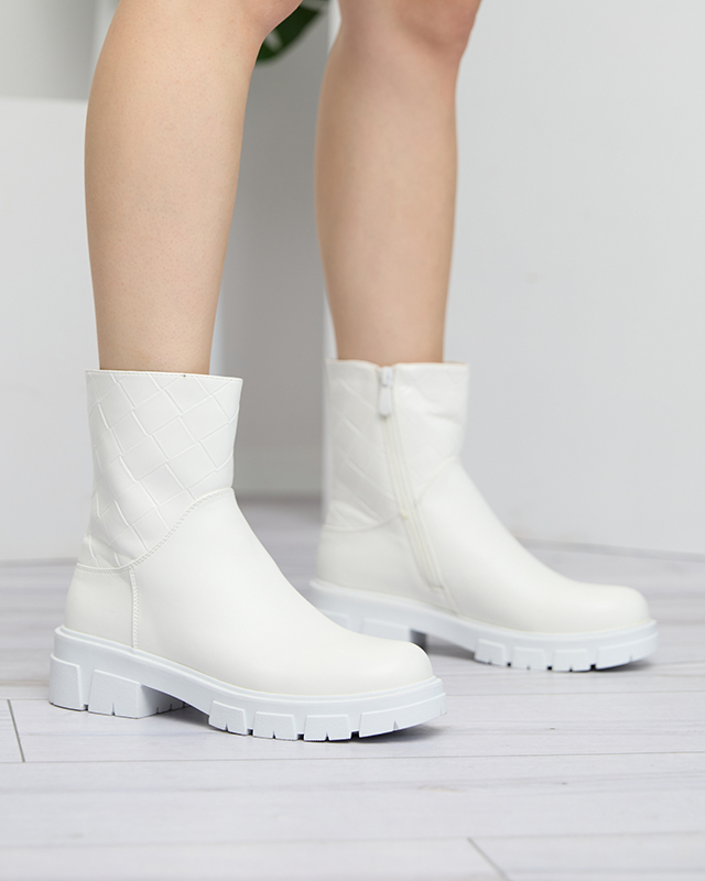 Weiße hohe Damenstiefel mit Steppung Redis - Footwear