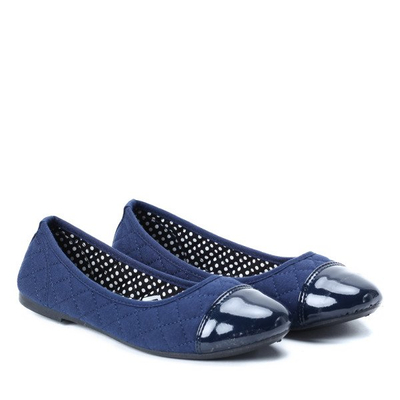 Granatowe, materiałowe baleriny - Obuwie