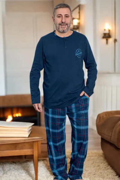 Royalfashion Baumwollkarierte Herrenpyjamas in Übergrößen