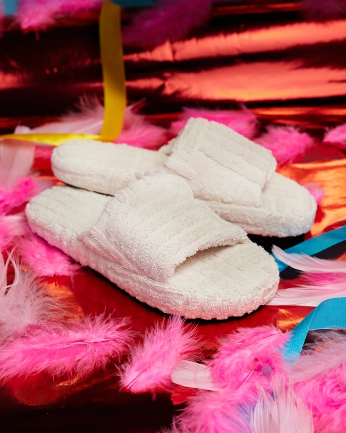 Жіночі шльопанці з тканини Royalfashion бежеві Tylles