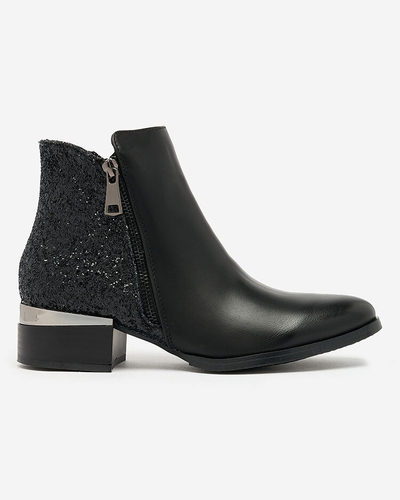 Royalfashion Schwarzer Damenstiefel mit Brokat Brosecco