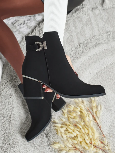 Damen Stiefeletten aus Öko-Leder mit Blockabsatz Ruvina