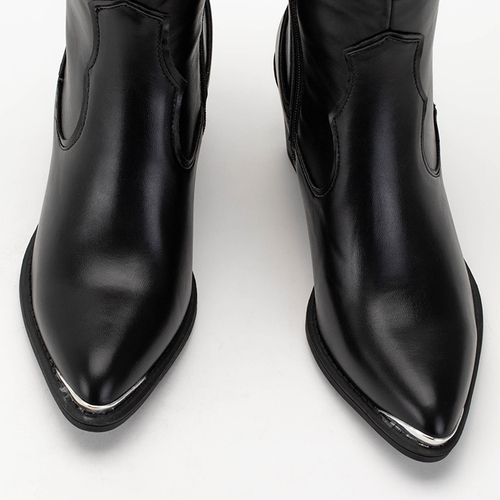 Чорні жіночі ботильйони в ковбойському стилі Rin