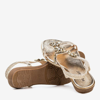 Goldene Damensandalen mit Crisela-Kristallen - Schuhe 1
