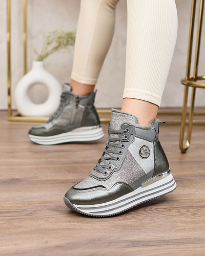 Royalfashion Жіночі спортивні сірі кросівки з блискітками Kawellas