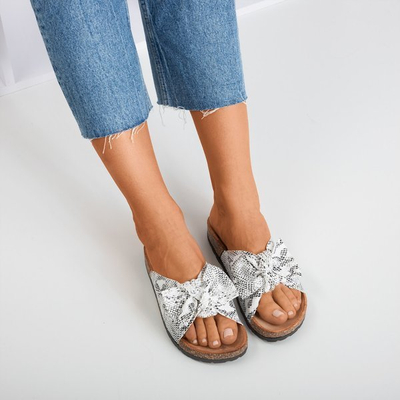 Weiße Damen-Flipflops mit Schleife a'la Schlangenhaut Sunshine - Footwear 1
