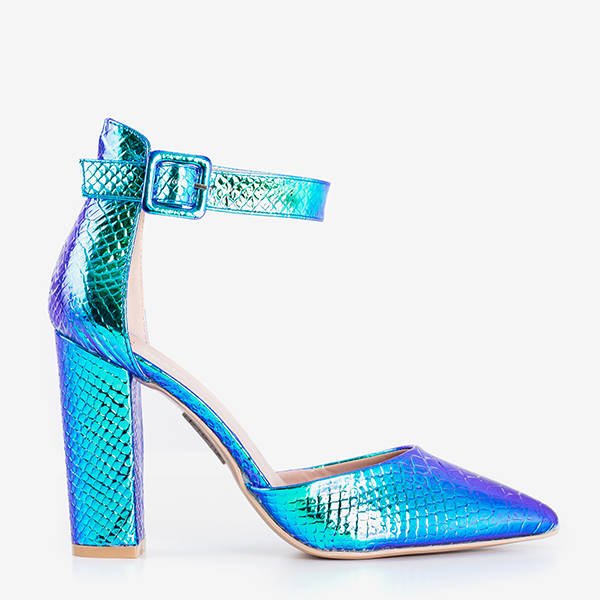 Holographische blaue Pumps a'la Schlangenhaut Monifik - Schuhe