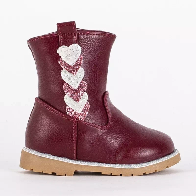 Burgunder-Boots für Mädchen mit dekorativem Nokimi-Shoes-Obermaterial