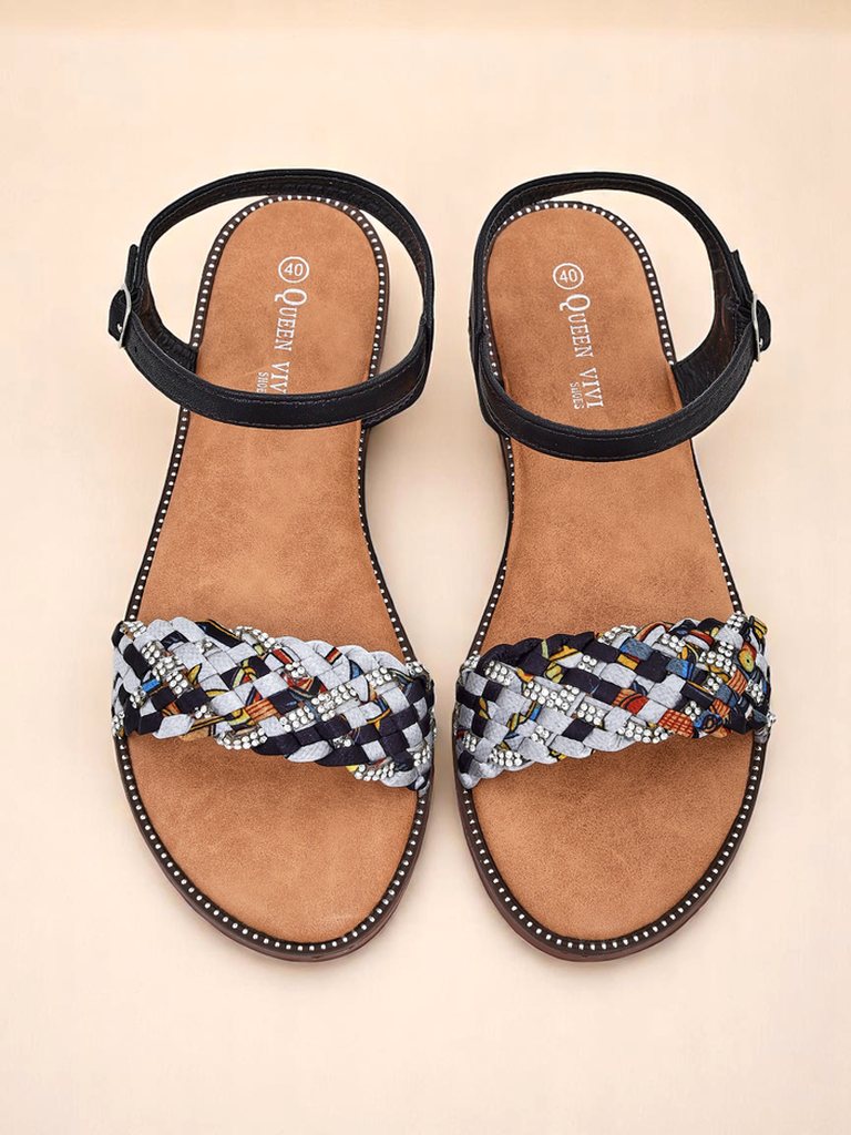 Royalfashion Damen Sandalen mit flacher Sohle ColorStrap