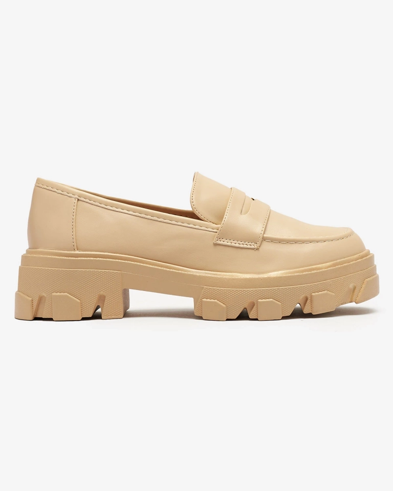 Beige Mokassins für Damen mit fester Sohle Desika - Footwear