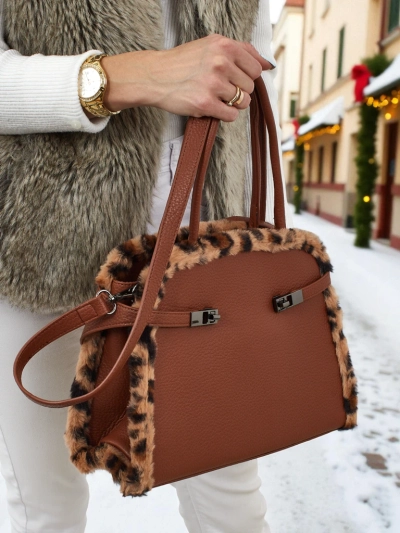 Kleine Damenhandtasche aus Öko-Leder mit Leopardenmuster Panthory