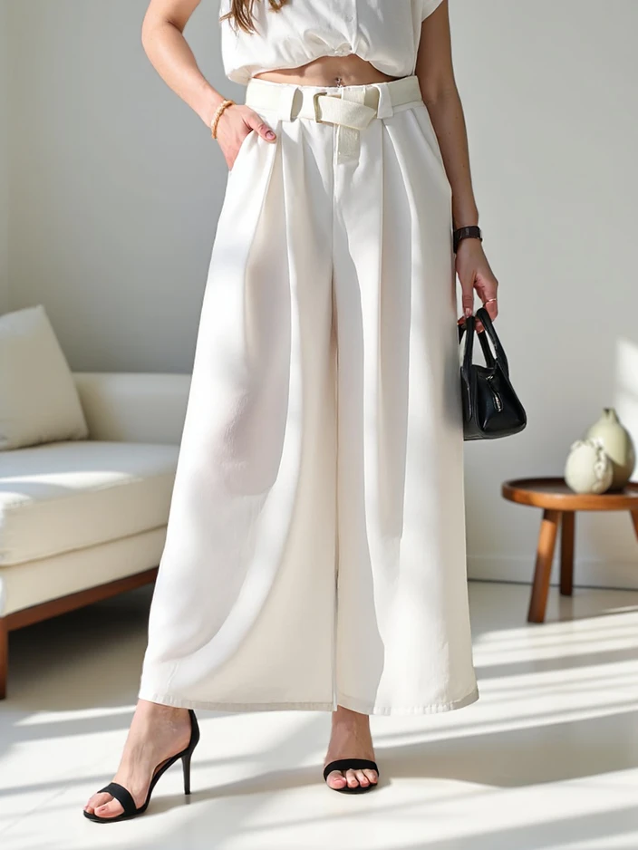 Royalfashion Weite Damenhose mit Gürtel