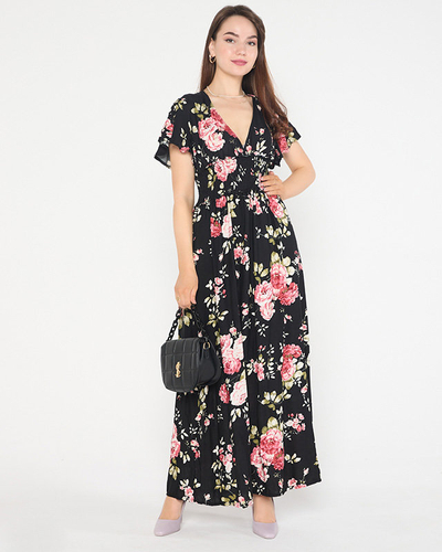 Luftiges schwarzes Damenkleid mit kurzen Ärmeln - Kleidung