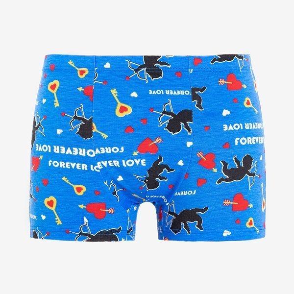 Blaue Boxershorts für Herren mit Aufdruck - Unterwäsche