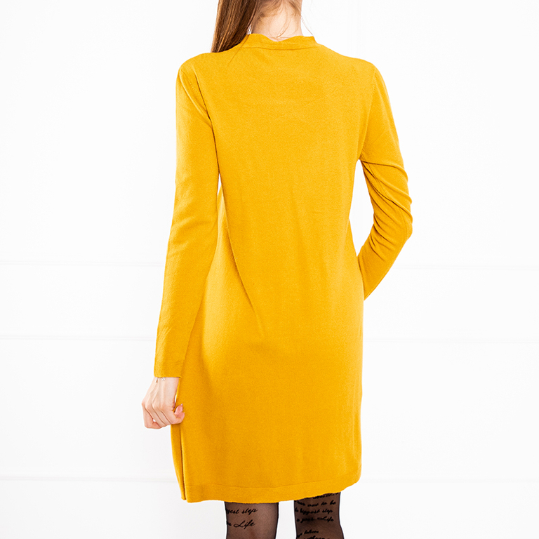 Senf Pullover dünnes Minikleid - Bekleidung