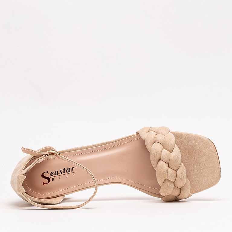 OUTLET Beige Damensandalen mit verziertem Gürtel Venesi - Schuhe