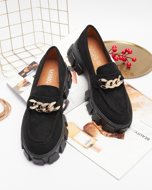 Чорні жіночі туфлі із золотистим орнаментом Quesil - Взуття