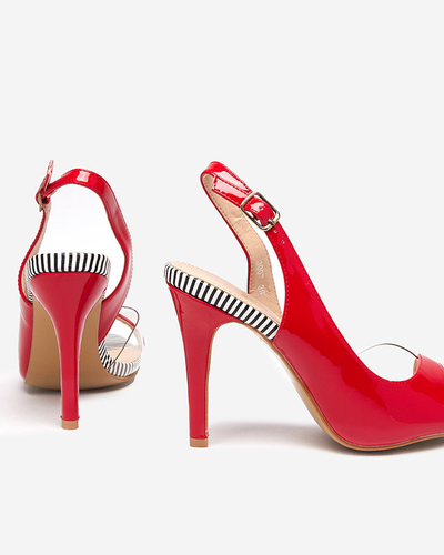 Жіночі червоні босоніжки на вищому каблуці Rotter- Shoes