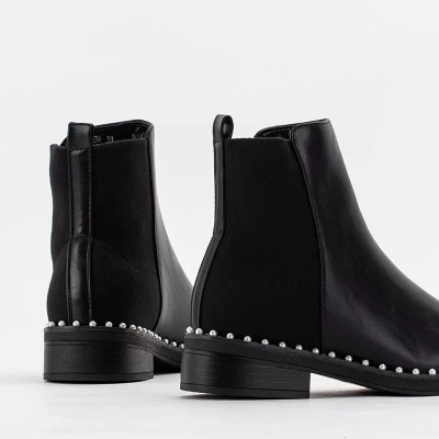 OUTLET Schwarze Damenstiefel mit Zierperlen Manoris - Schuhe