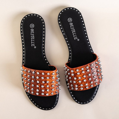 Orange Frauenschuhe mit Maurella Nieten und Jets - Schuhe