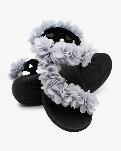 Royalfashion Graue Damensandalen mit Blumen Alferroy