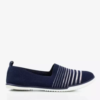 OUTLET Dunkelblaue Slip-On-Sneakers mit Streifen von Yeqa - Footwear