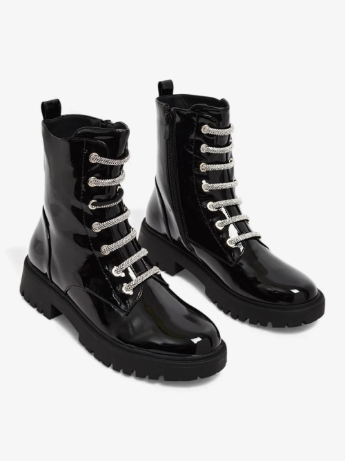 Лаковані шнуровані жіночі ботільйони Velmini