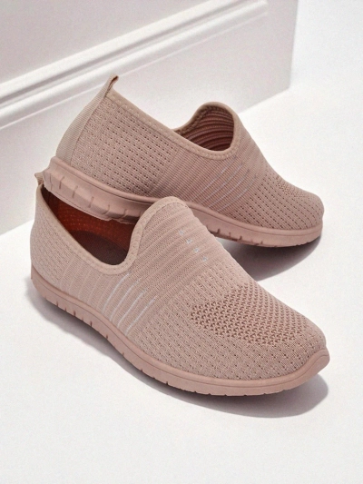 Damen Aelia Schuhe rosa aus Stoff, bequeme Mokassins mit flachem Absatz