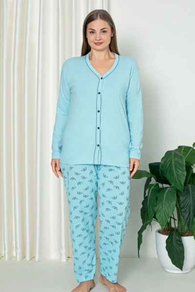 Royalfashion Damen Baumwoll 2-teiliger Schlafanzug PLUS GRÖßE