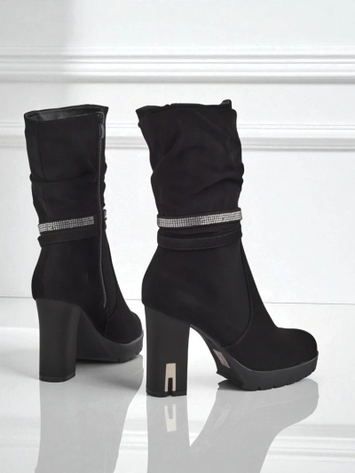 Matte Damen Stiefeletten mit Blockabsatz Ashen Bloom