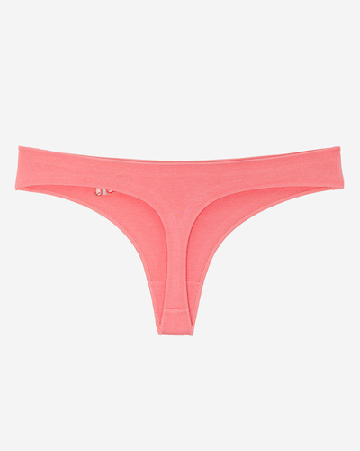 Korallenroter Damen-String aus Baumwolle mit Stickerei - Unterwäsche