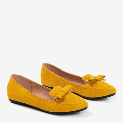 Senf-Slipper mit Shell-Schleife - Schuhe