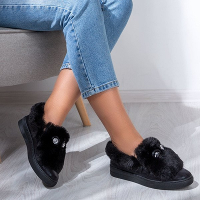 Schwarzer Slip mit Pelz Manifik - Footwear