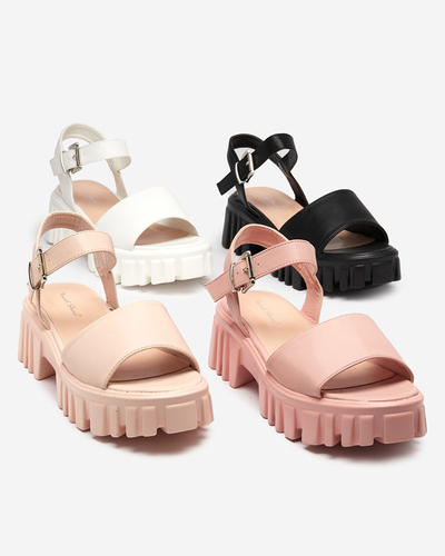 OUTLET Damensandalen in Beige und Rosa mit dickerer Sohle Nerile - Schuhe