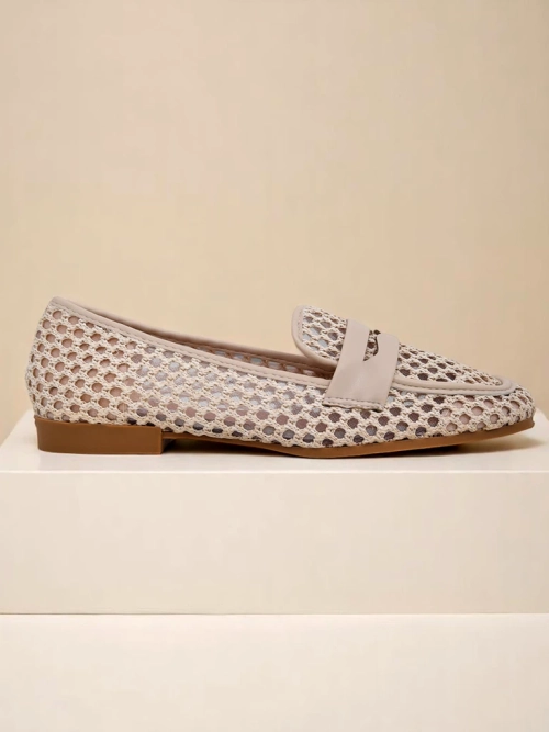 Бежеві мокасини Royalfashion Primavera Aelia з тканини з мигдалеподібним носком