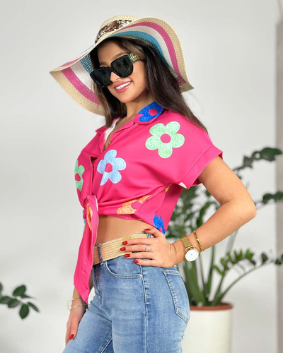 Royalfashion Damen kurzes geblümtes Hemd