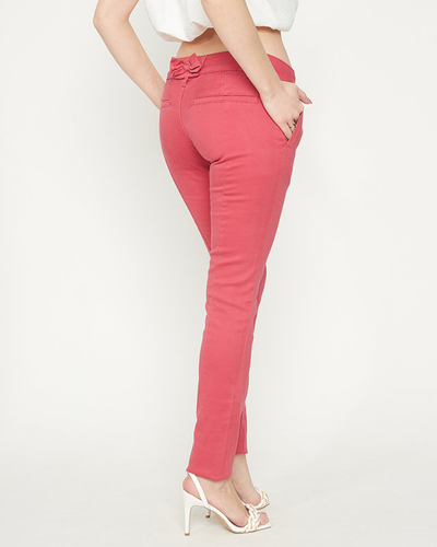 Damen Fuchsia Stoffhose mit niedrigem Bund - Kleidung