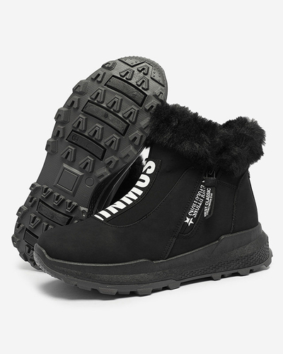 OUTLET Schwarze isolierte Damenstiefel mit Fell Scherr- Footwear