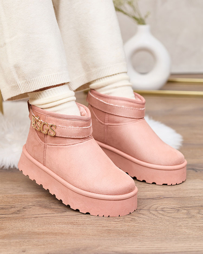 Royalfashion Hellbraune Damenschuhe a'la Schneestiefel mit Ornament Parisela