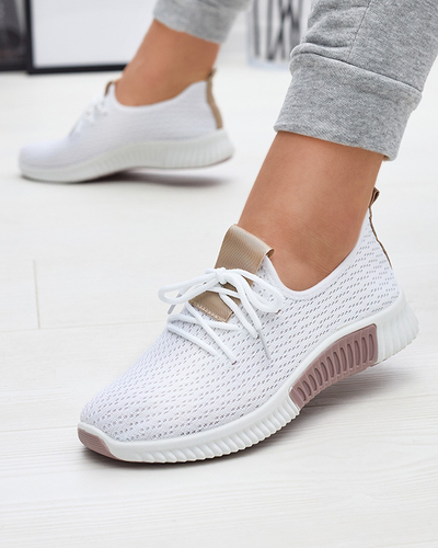 Weiße Damen-Sportschuhe mit braunen Einsätzen Kedeti - Footwear